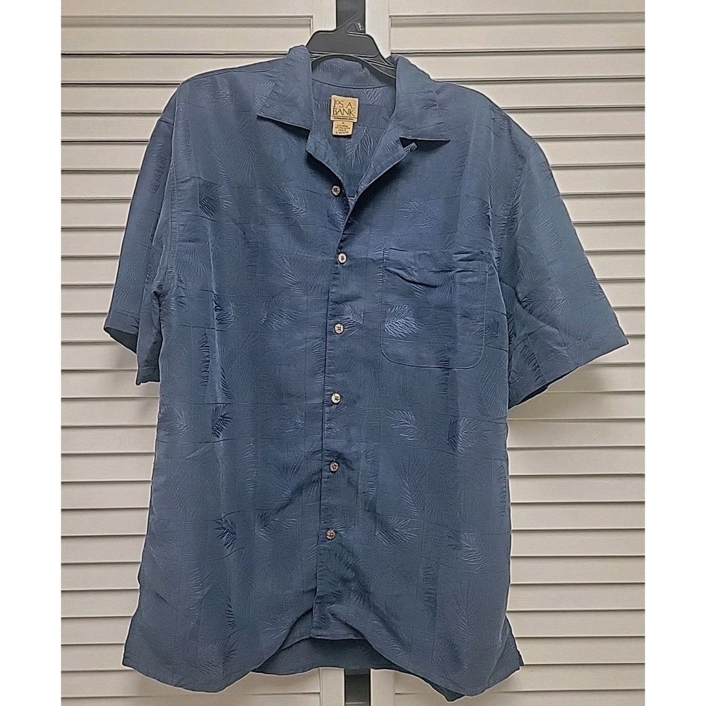 Jos. A Bank Blue Palm Hawaiian Design Button Down Casual Men's Shirt SZ M Modal